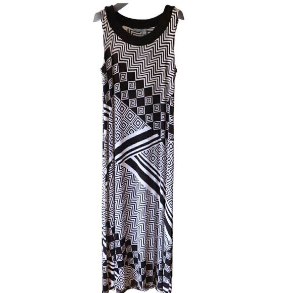 Chico's Maxi Dress Size 1 US 8/10 White and Brown - Picture 1 of 7